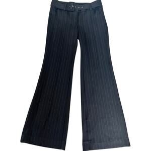 VTG Y2K StarCity trouser dress pants size 5 flare black with pinstripes belt